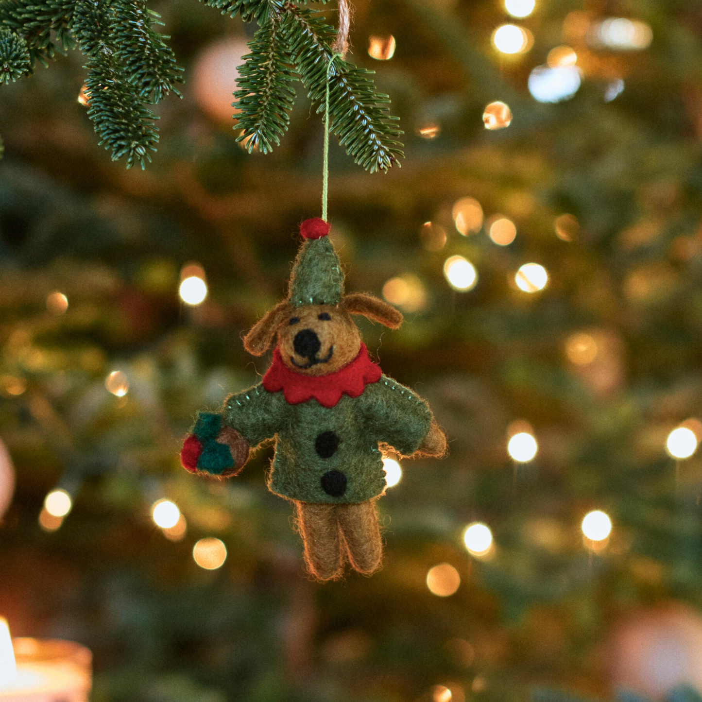 Felt Tree Decoration - Dog in Green Coat