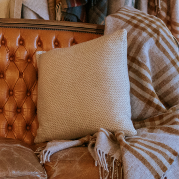 Oatmeal Beehive British Wool Cushion