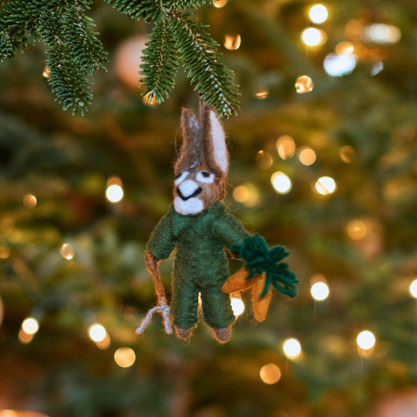 Felt Tree Ornament - Gardening Rabbit