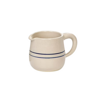 Stoneware creamer jug / pitcher  with blue stripe handmade in the USA by Martinez pottery - classic country styling and made to last a lifetime