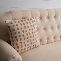 Block Print Cotton Pillow - Mustard Floral