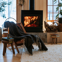 Vintage Black Fishbone British Wool Throw / Blanket