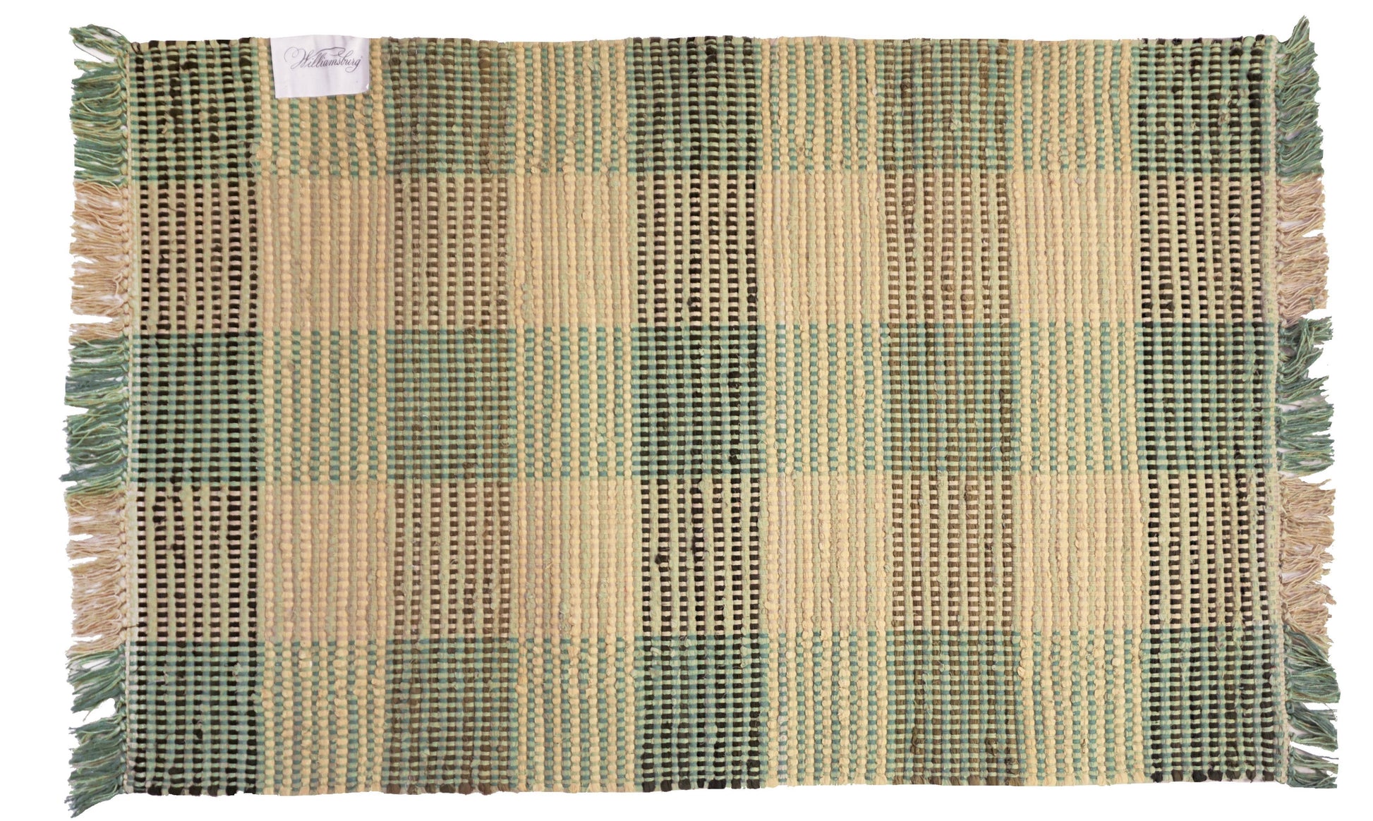 Hand Loomed Plaid Rag Rug - Sage