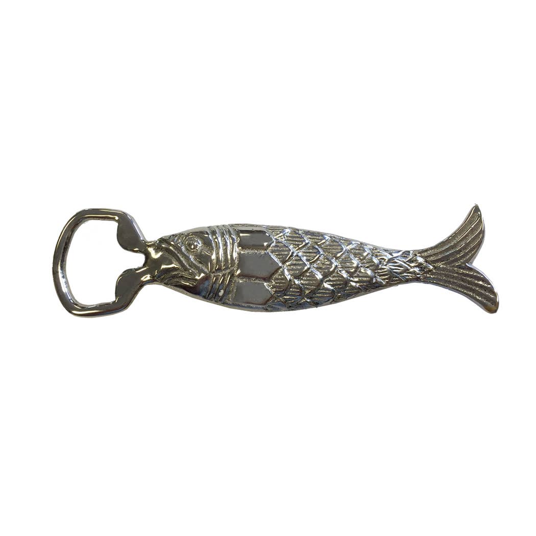 6" Nickel-Plated Brass Fish Bottle Opener