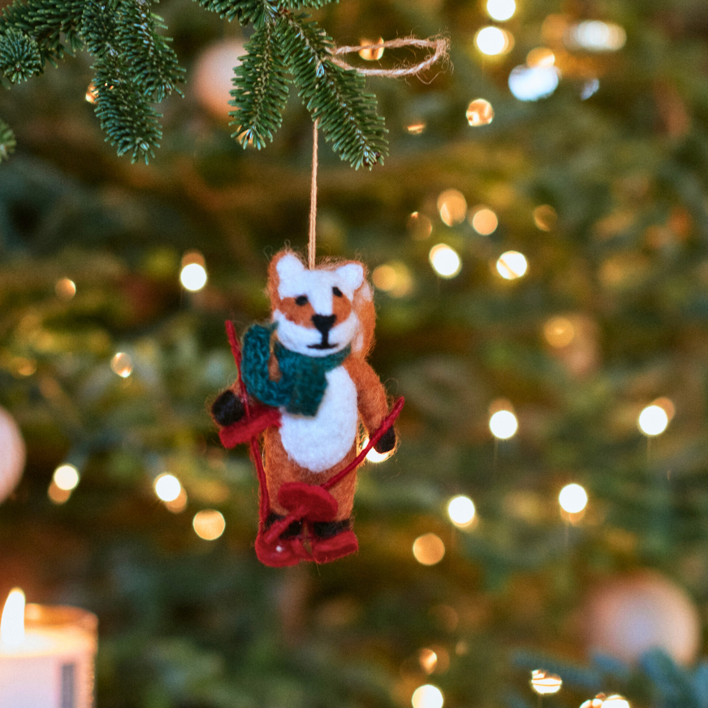 Felt Tree Decoration - Skiing Fox