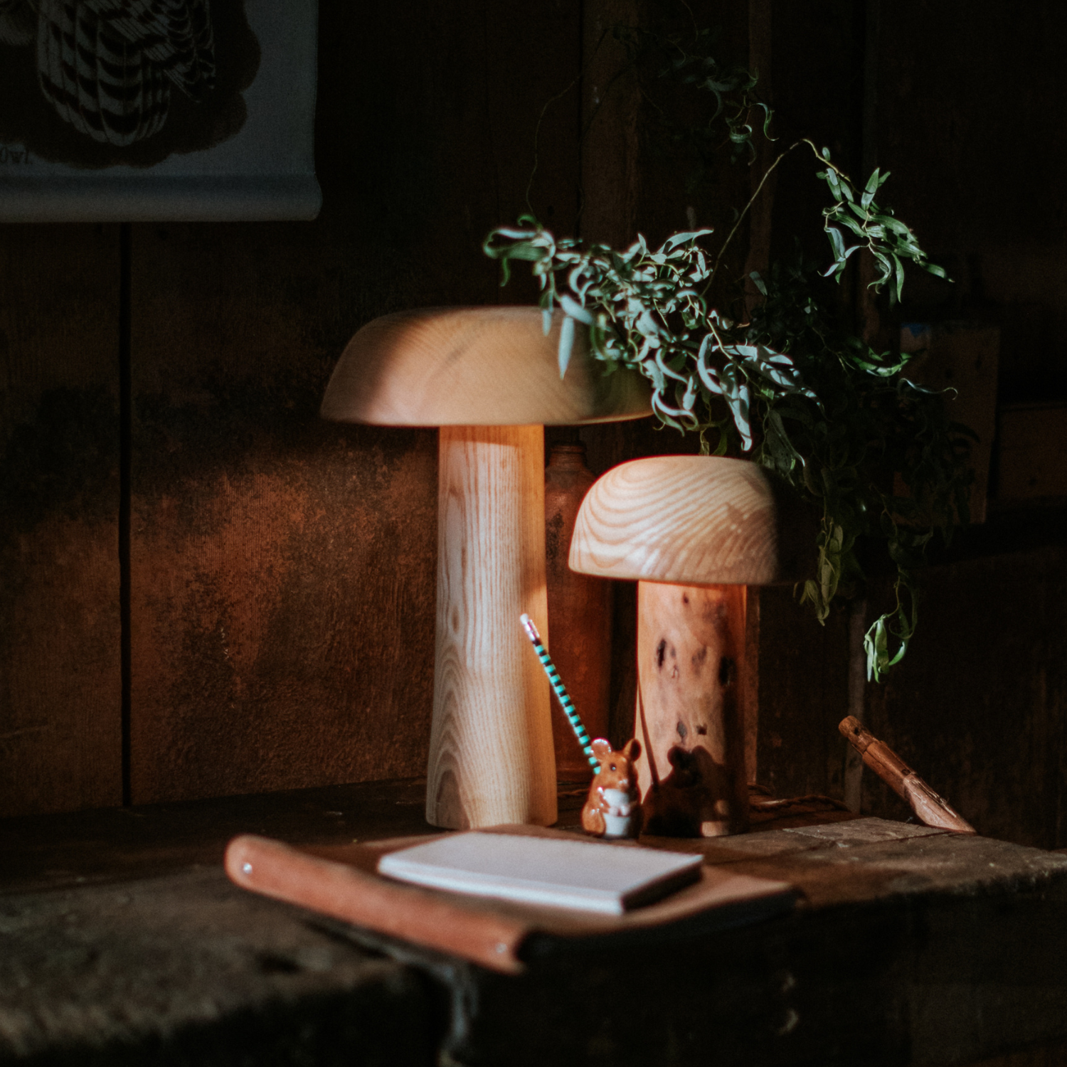 Wooden Mushroom Light