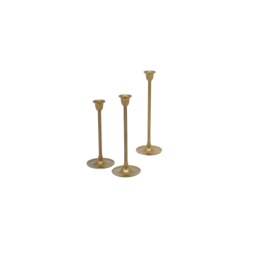 Set of Three Slim Brass Candlesticks | Antique