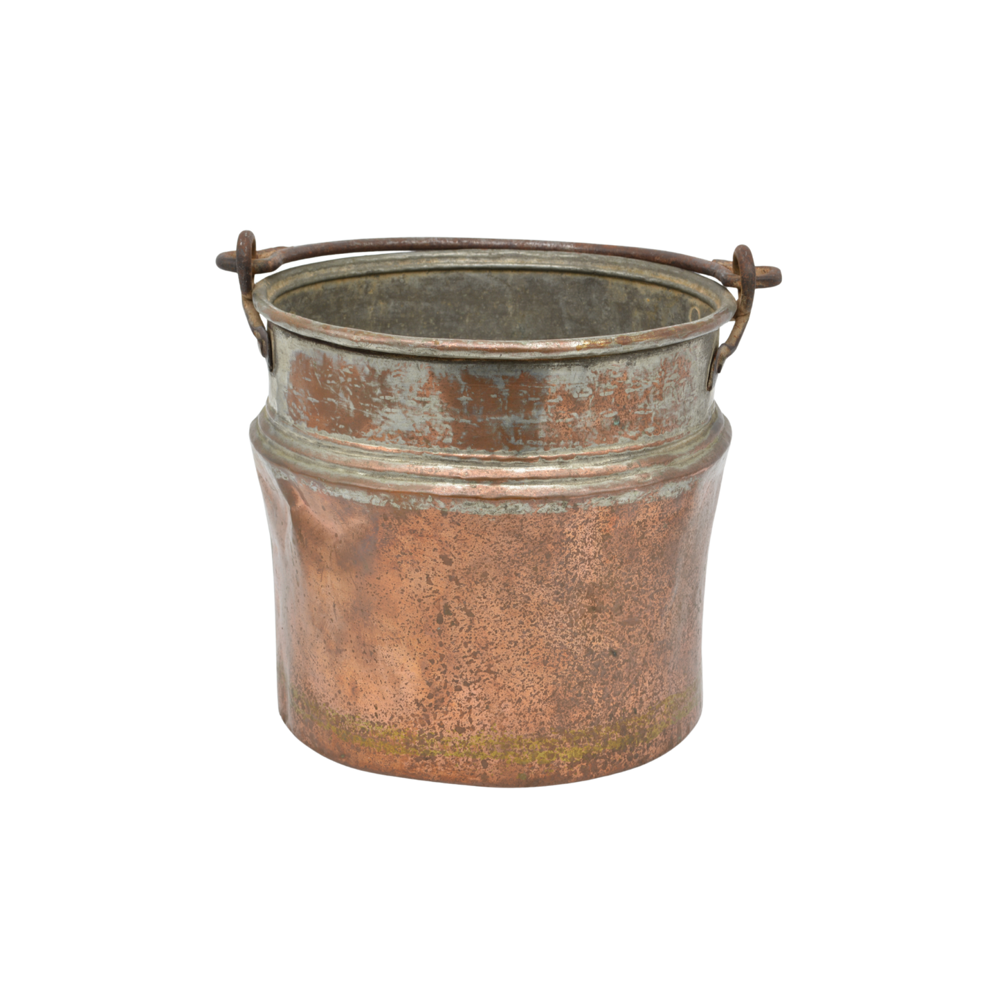 Hammered Copper Bucket with Forged Iron Handle | Antique