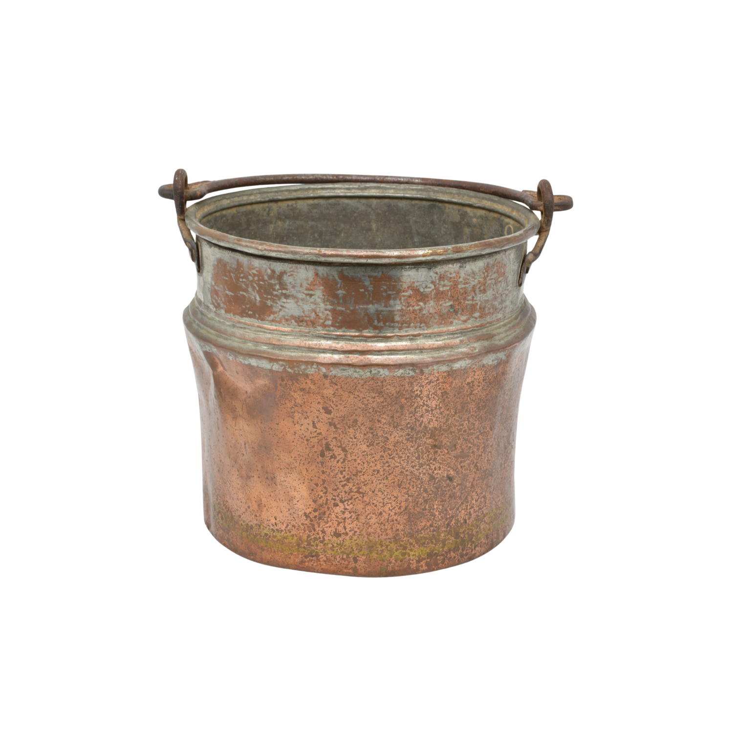 Hammered Copper Bucket with Forged Iron Handle | Antique