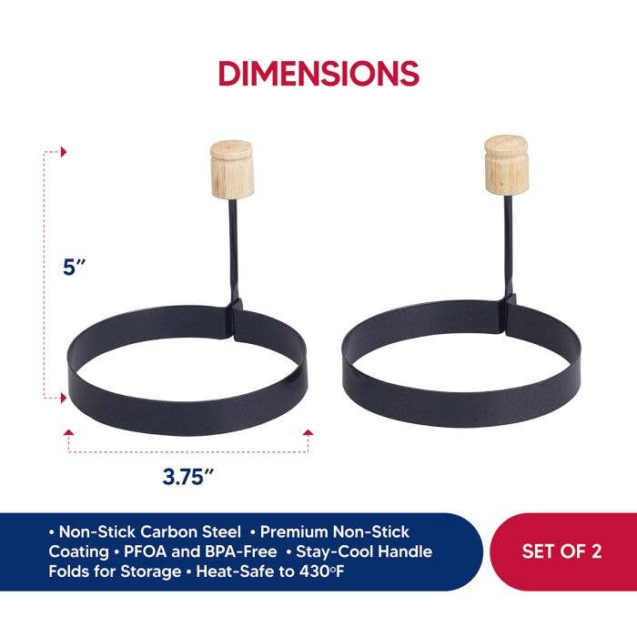 HIC Kitchen Non-Stick Egg Ring, Set Of 2