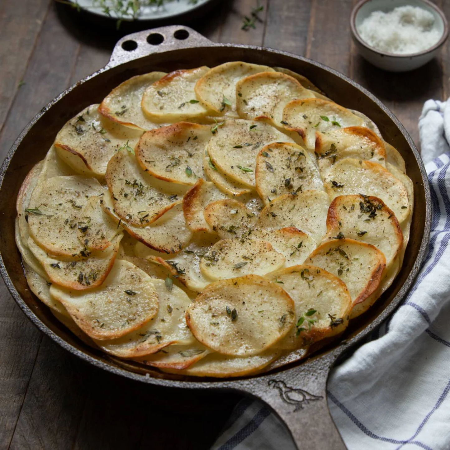 Smithey No. 10 Chef Skillet cooking potatoes