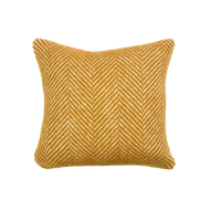 English Mustard Fishbone British Wool Cushion