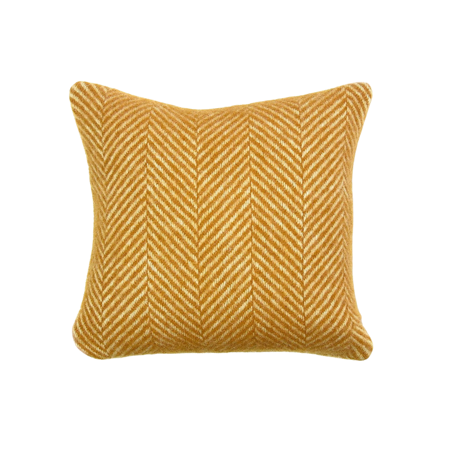 English Mustard Fishbone British Wool Cushion