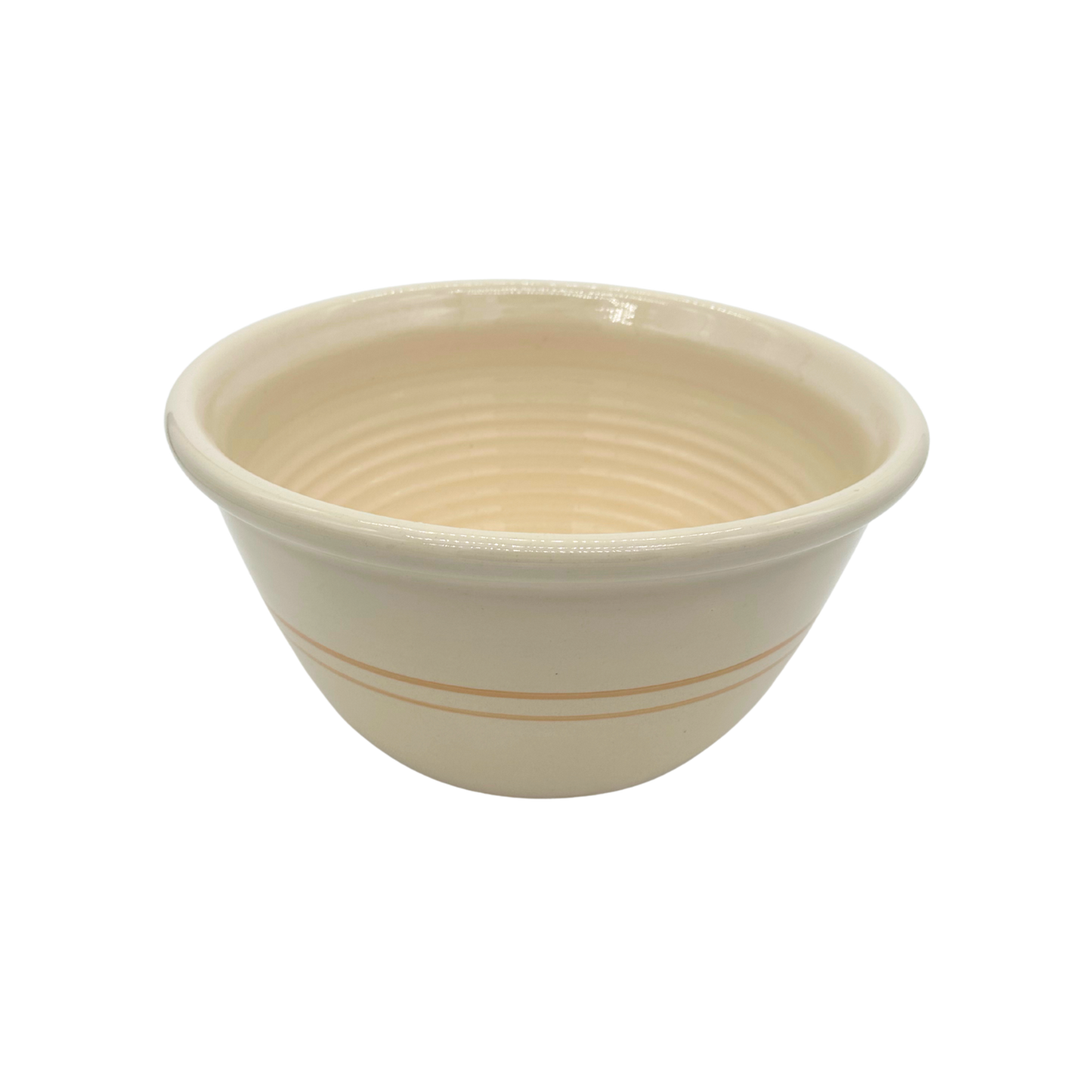 Set of classic country style martinez pottery handmade in the USA mixing bowls 12 inch brown stripe