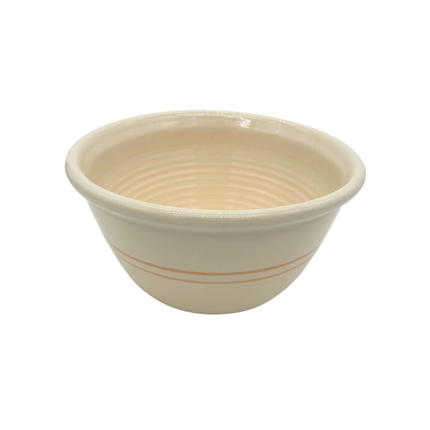 Set of classic country style martinez pottery handmade in the USA mixing bowls 12 inch brown stripe