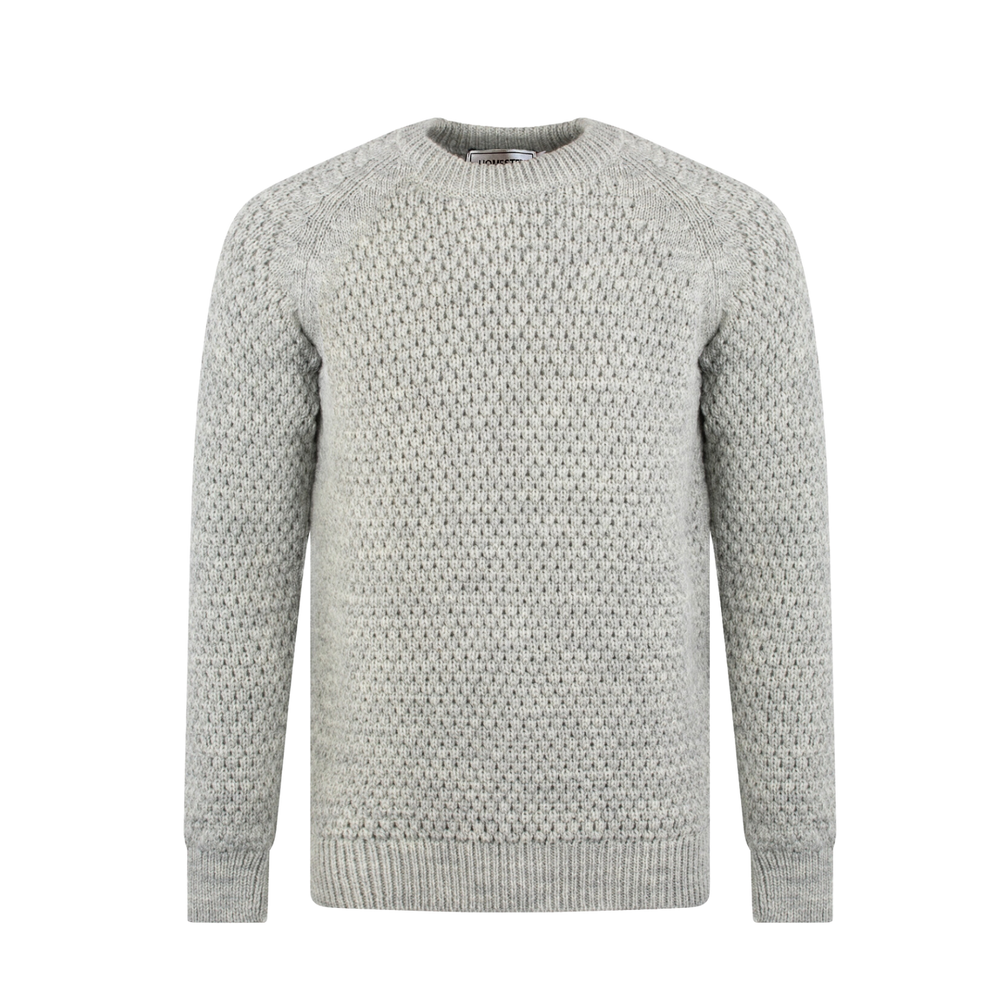 Homestedt British Wool Popcorn Crew Sweater - Light Grey