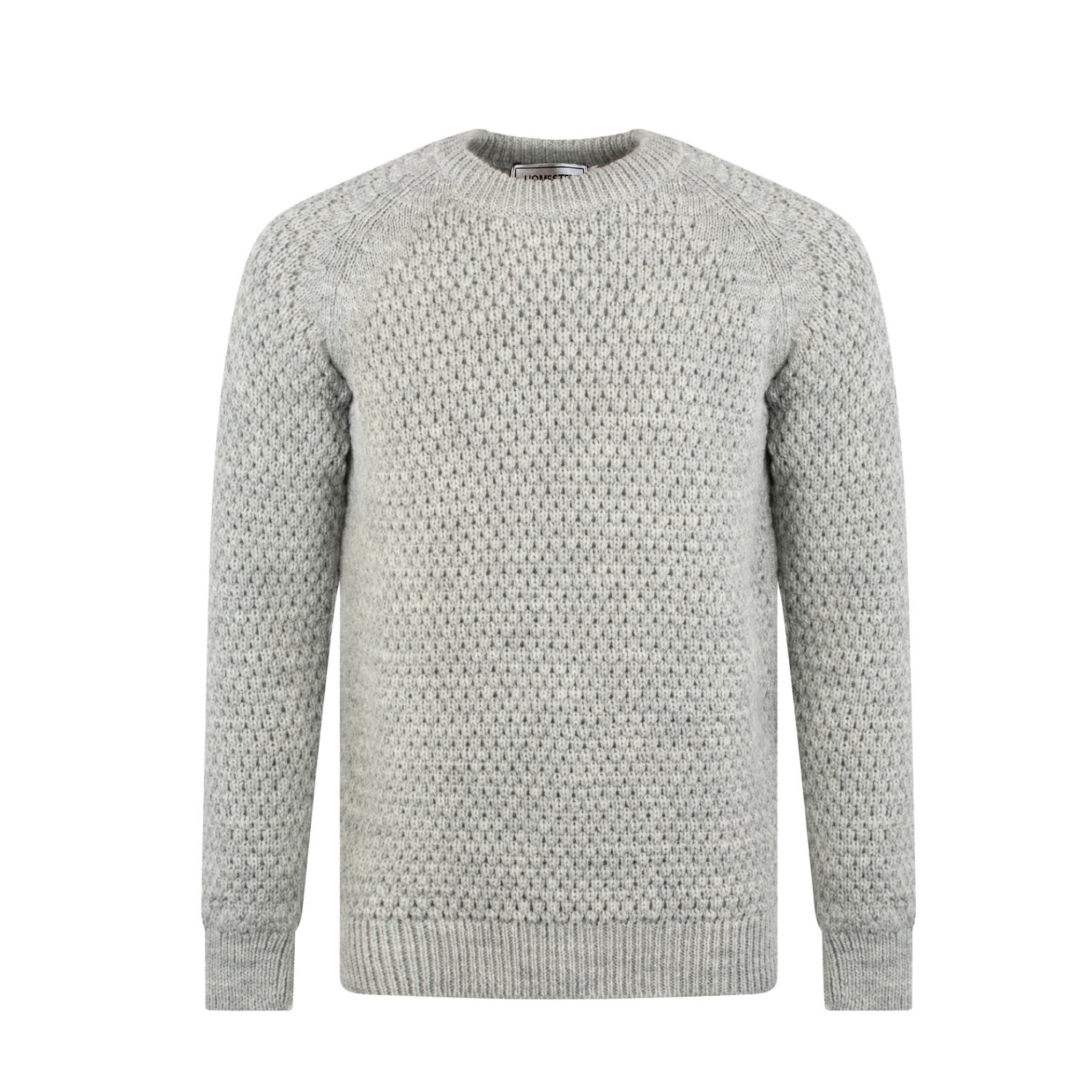 Homestedt British Wool Popcorn Crew Sweater - Light Grey