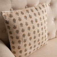 Block Print Cotton Pillow - Mustard Floral