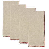 Red Crochet Scalloped Cotton Natural 20" Cloth Napkin