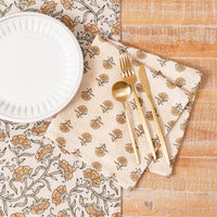 Block Print Cotton Napkin - Mustard Floral