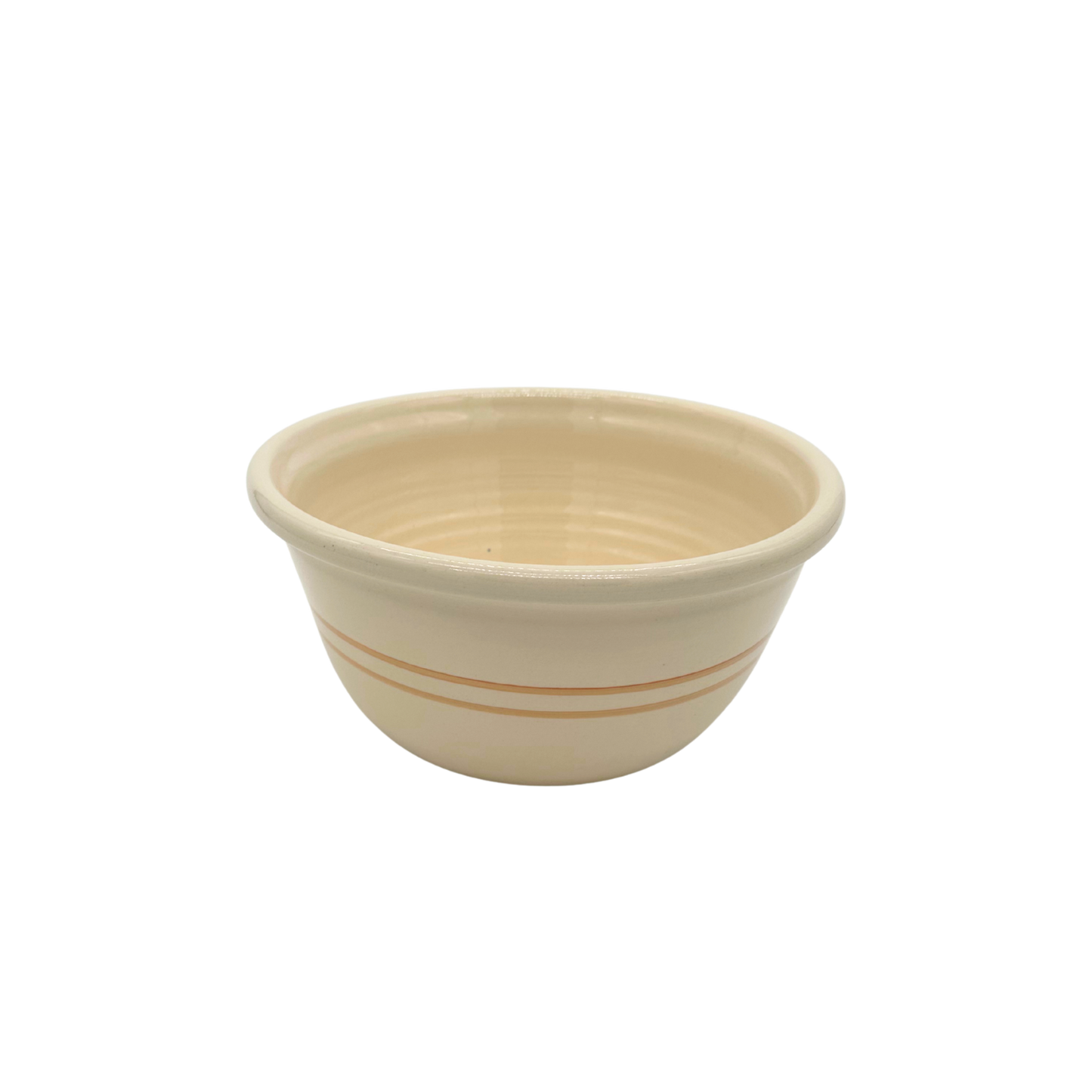 Set of classic country style martinez pottery handmade in the USA mixing bowls 10 inch brown stripe