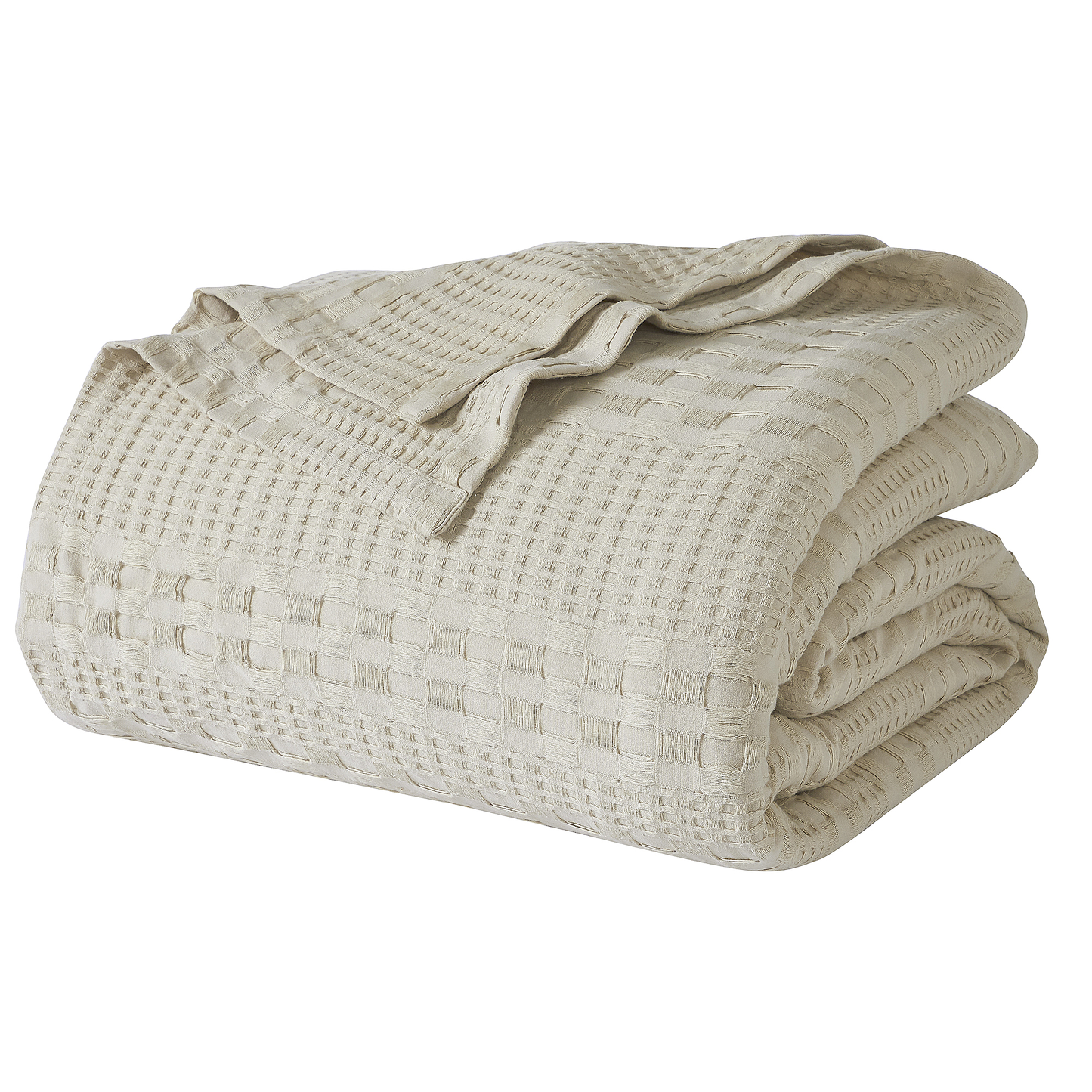 Natural Cream Waffle Weave Cotton King Blanket - 108x90 - Lightweight Bed & Sofa Cover - VHC Brands