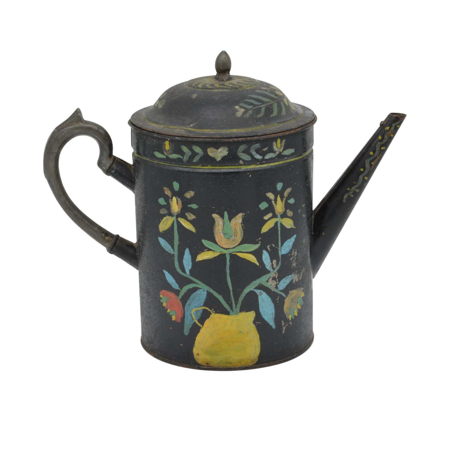 Handpainted Folk Kettle | Antique