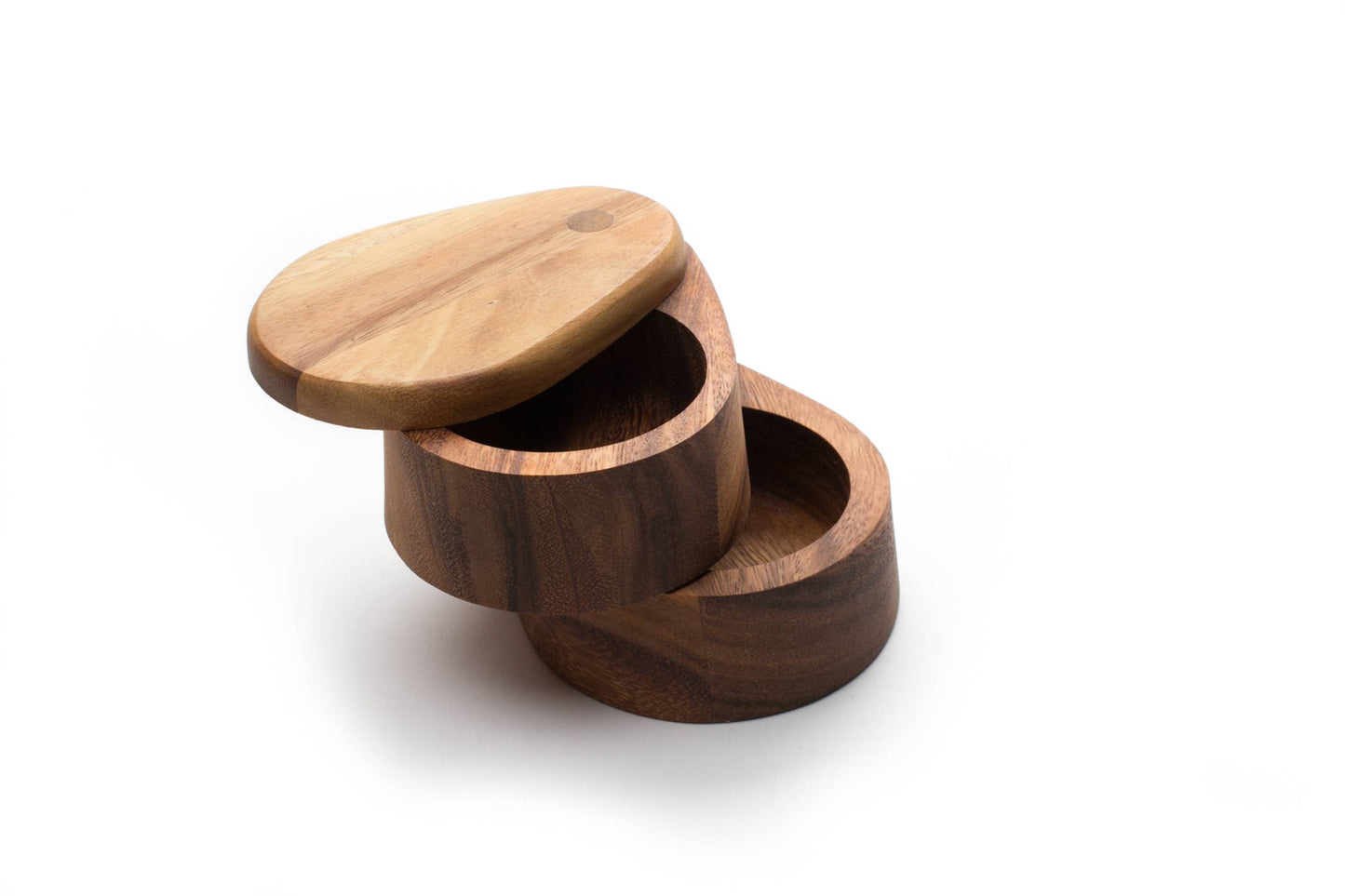 Double Layer Swivel Salt Box in Acacia Wood