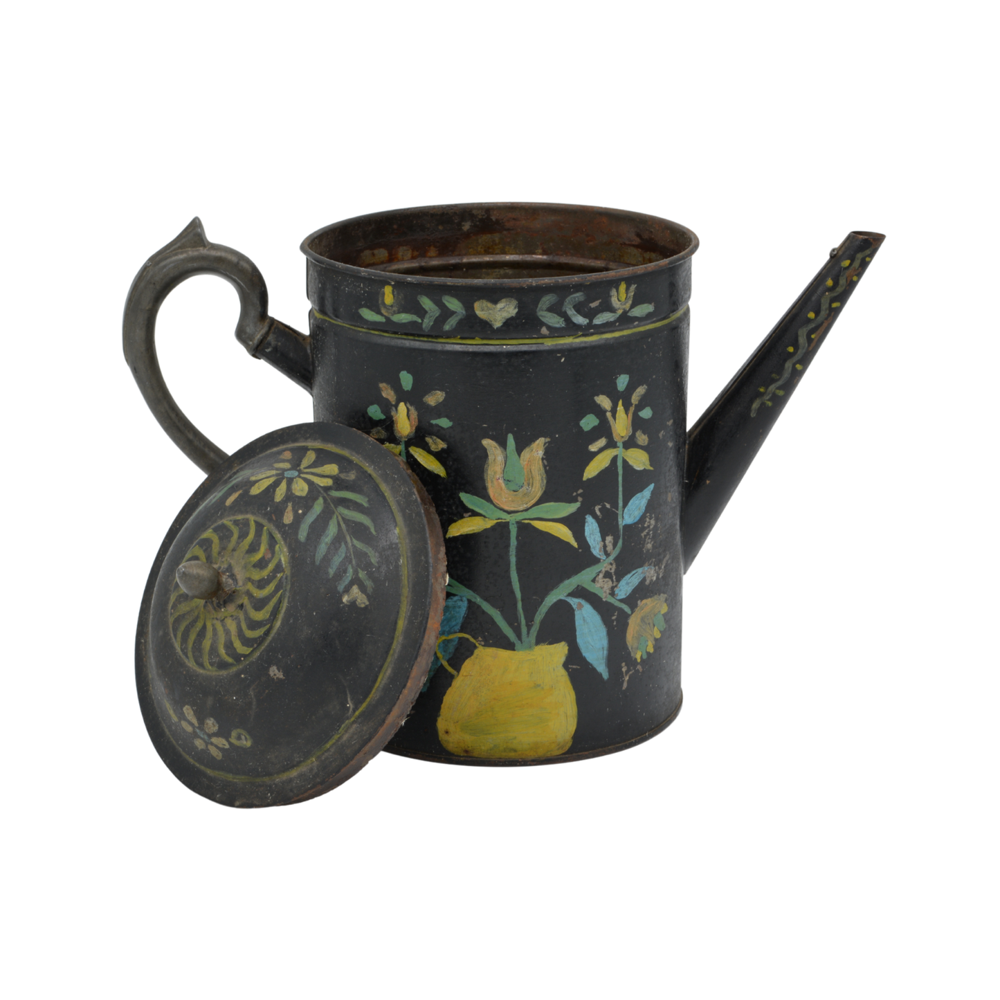 Handpainted Folk Kettle | Antique
