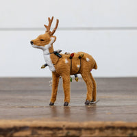 Fur Deer Wrapped in Christmas Lights Ornament