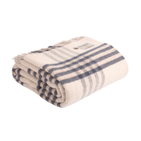 Blue Check British Wool Throw / Blanket