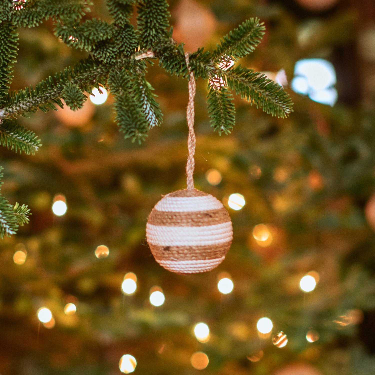 Malmo Scandi Jute & Cotton Bauble Ball Decoration