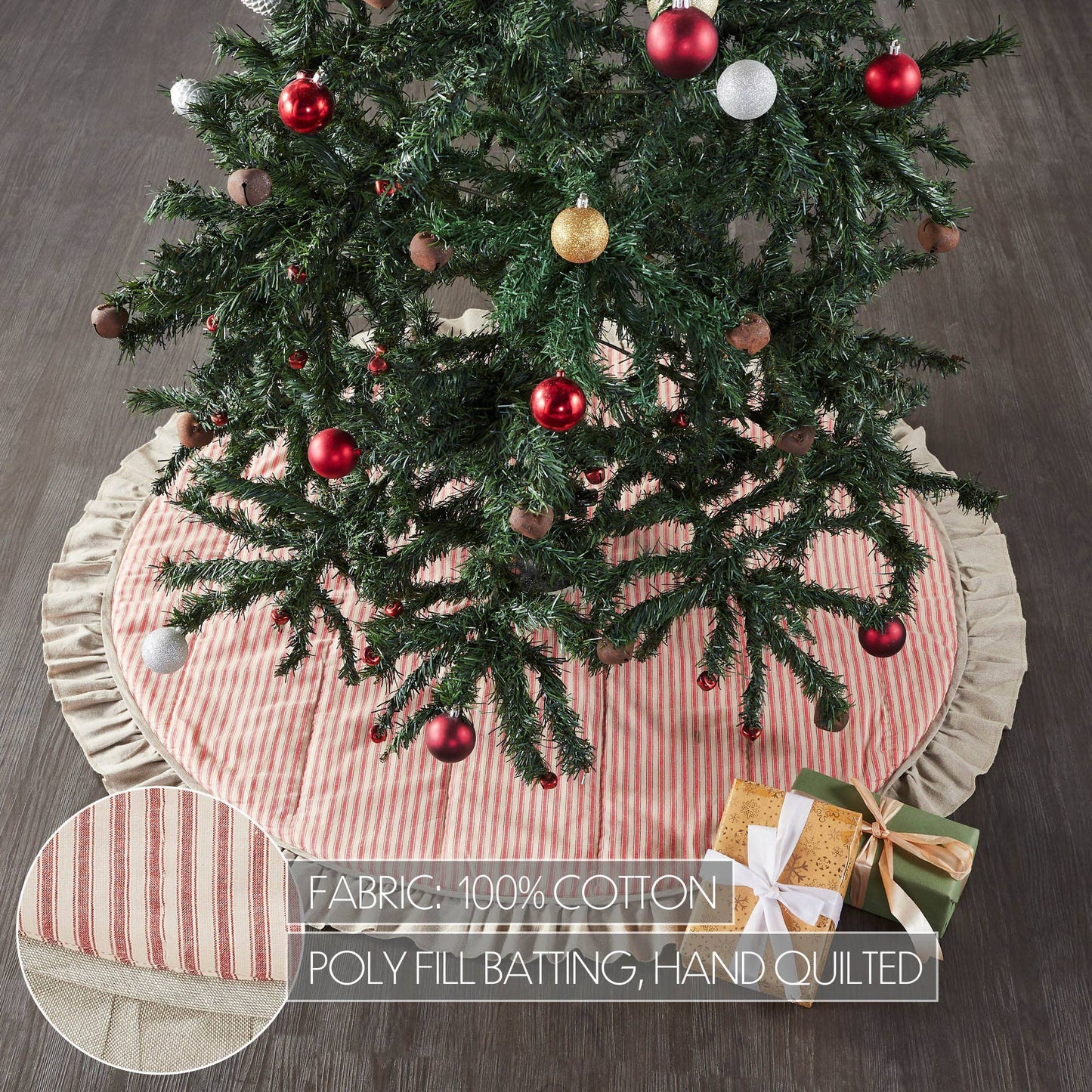 Sawyer Mill Red Ticking Stripe Tree Skirt 48"