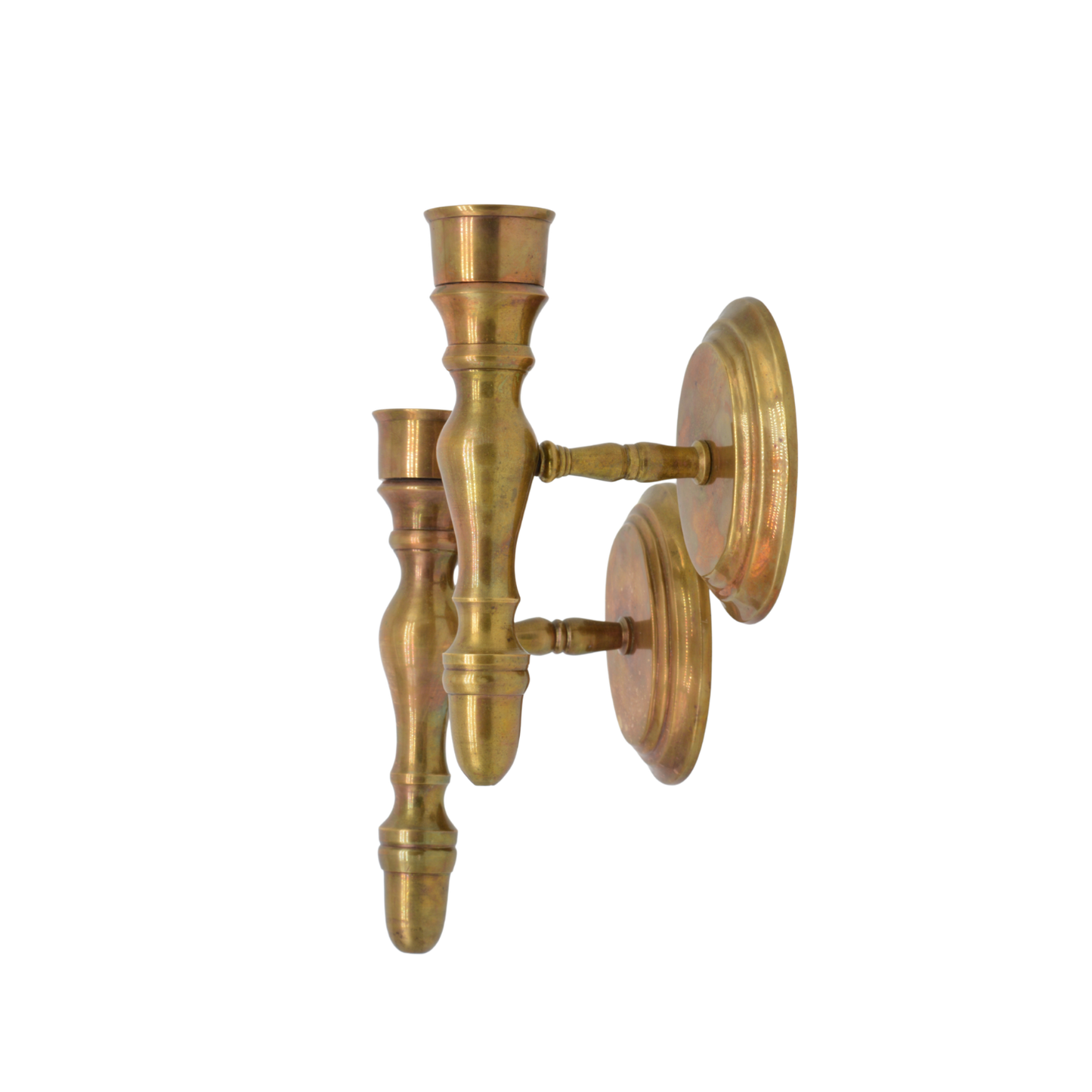 Pair of Brass Candlestick Sconces | Antique