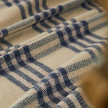 Blue Check British Wool Throw / Blanket