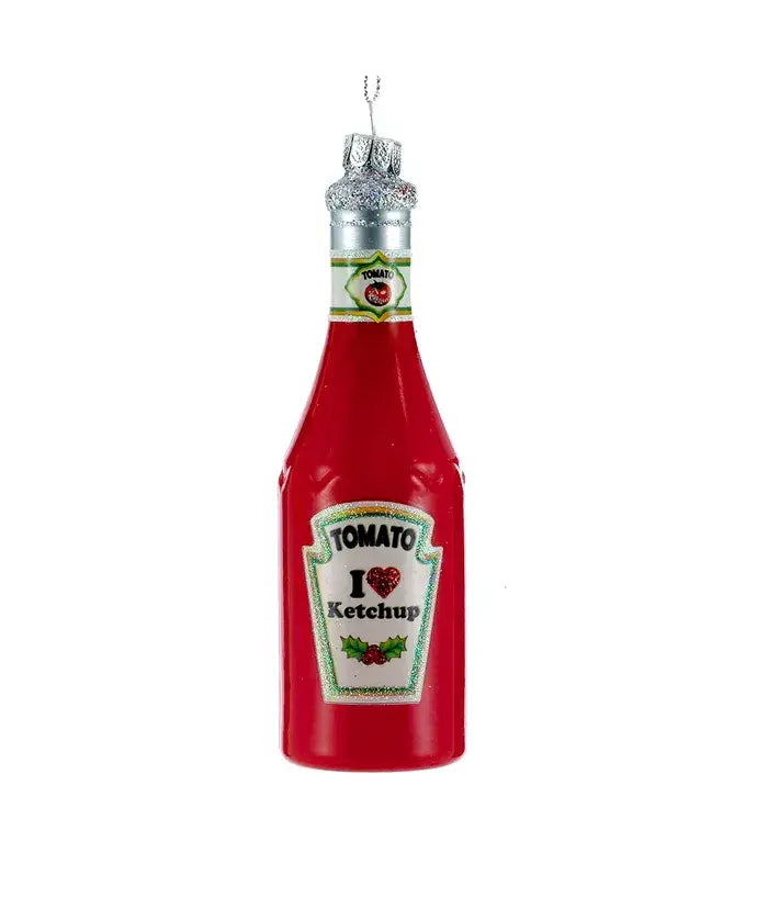 5.5"GLASS KETCHUP CHRISTMAS ORNAMENT