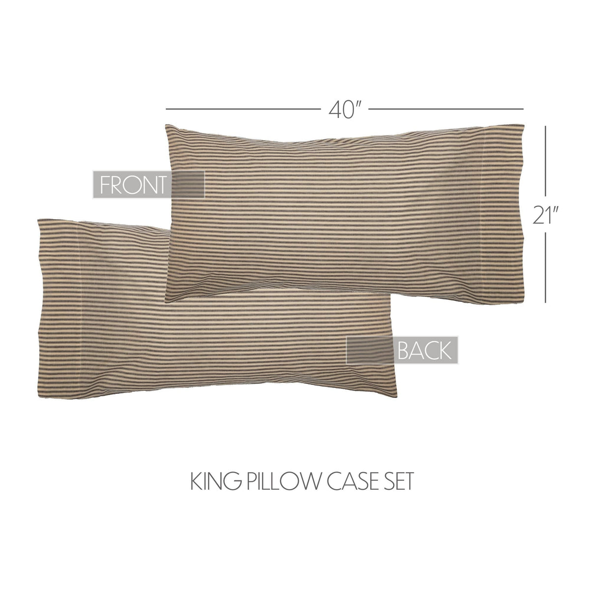 Sawyer Mill Charcoal Ticking Stripe King Pillow Case Set 2pc