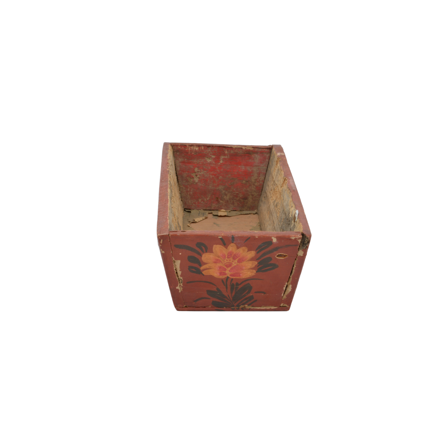 Folk Painted Wooden Box | American Antique