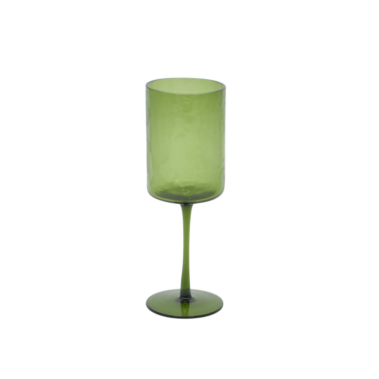 Hammered Wine Glass - Green