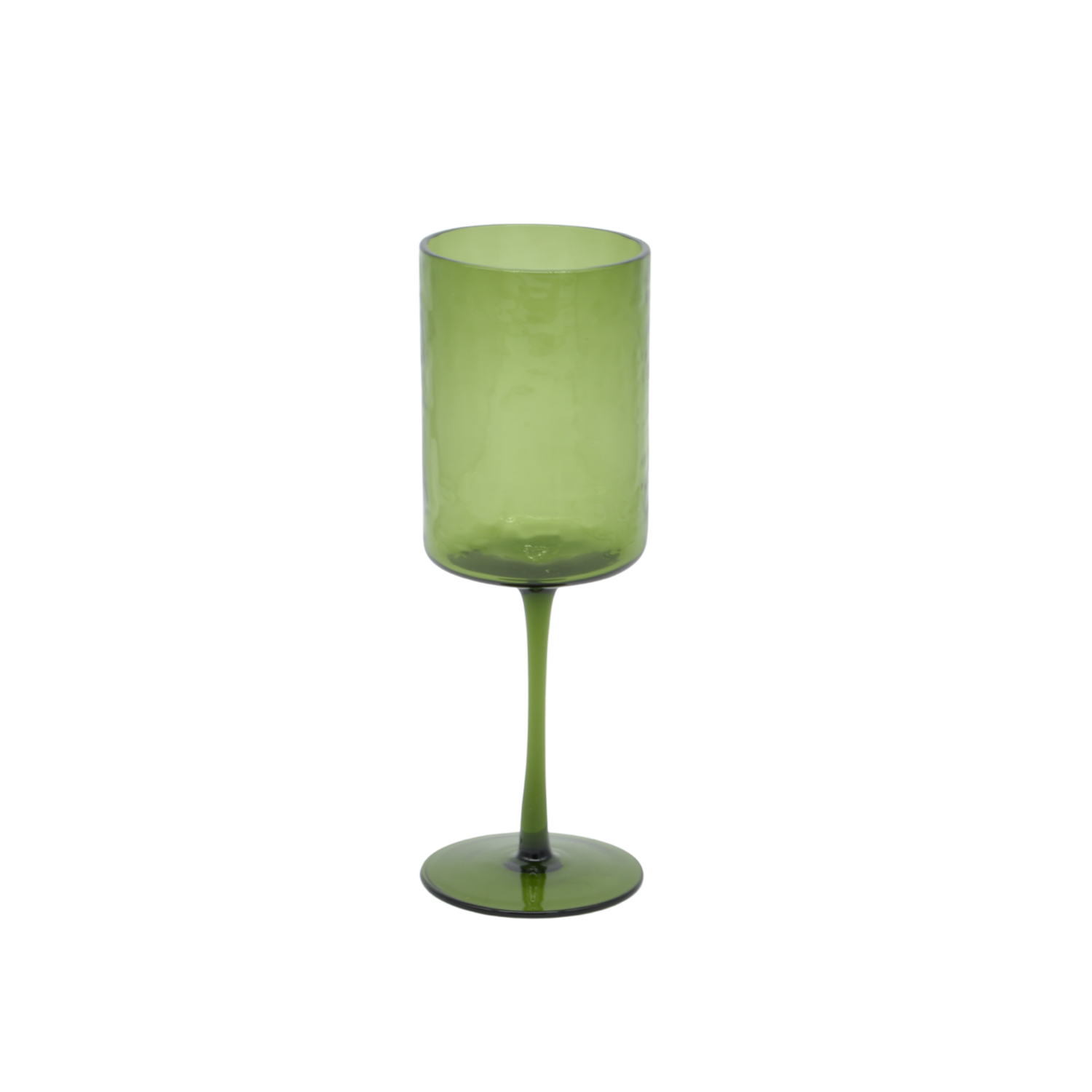 Hammered Wine Glass - Green