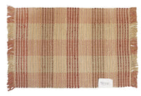 Hand Loomed Plaid Rag Rug - Red