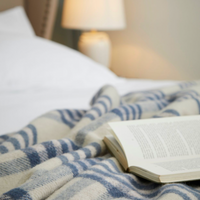 Blue Check British Wool Throw / Blanket