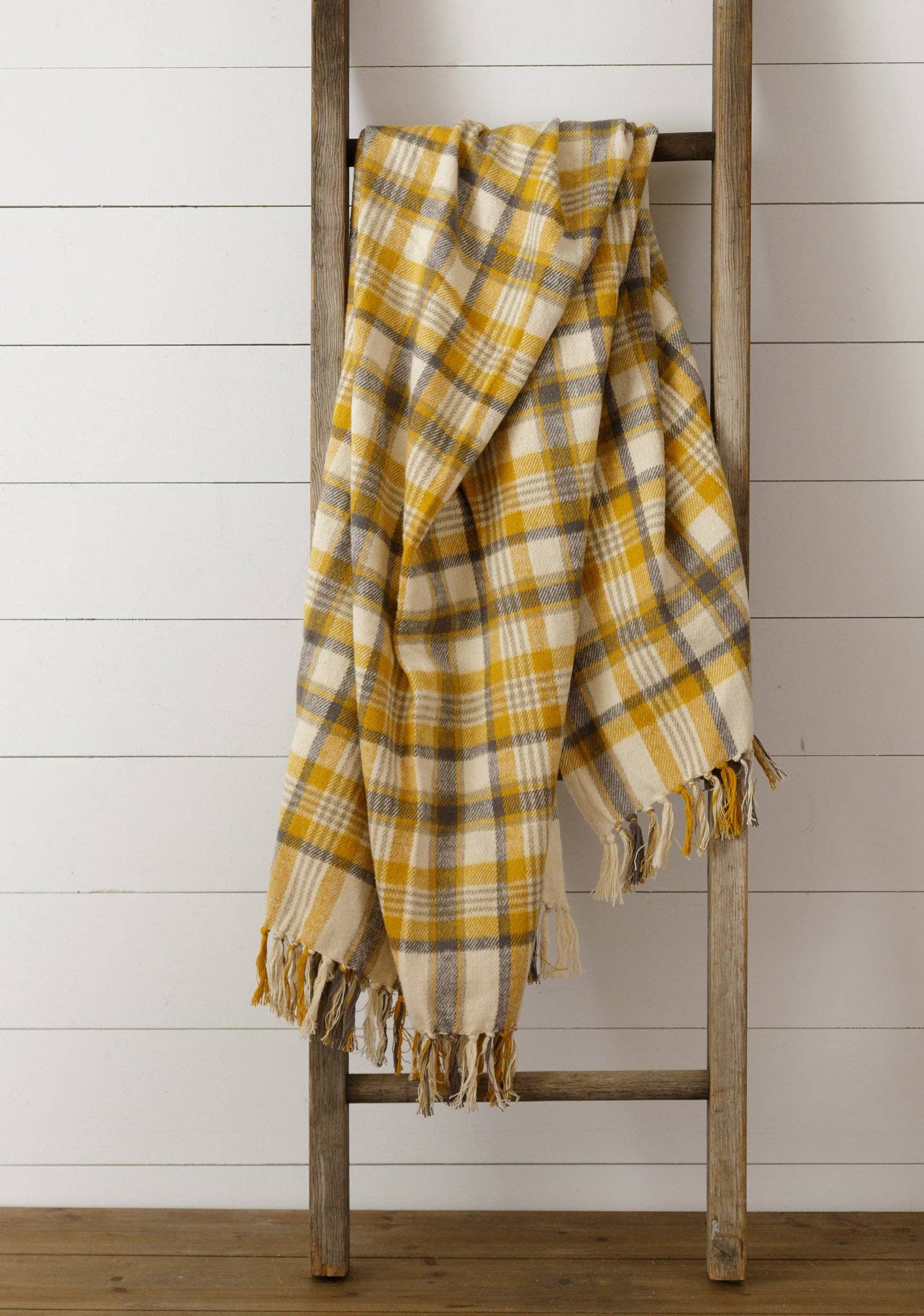 Brushed Cotton Flannel Throw - Mustard