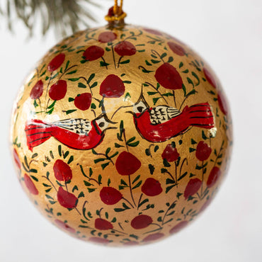 3" Gold & Red Bird Hanging Christmas Tree Bauble Decoration