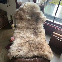 British Sheepskin Rug mottled brown & cream