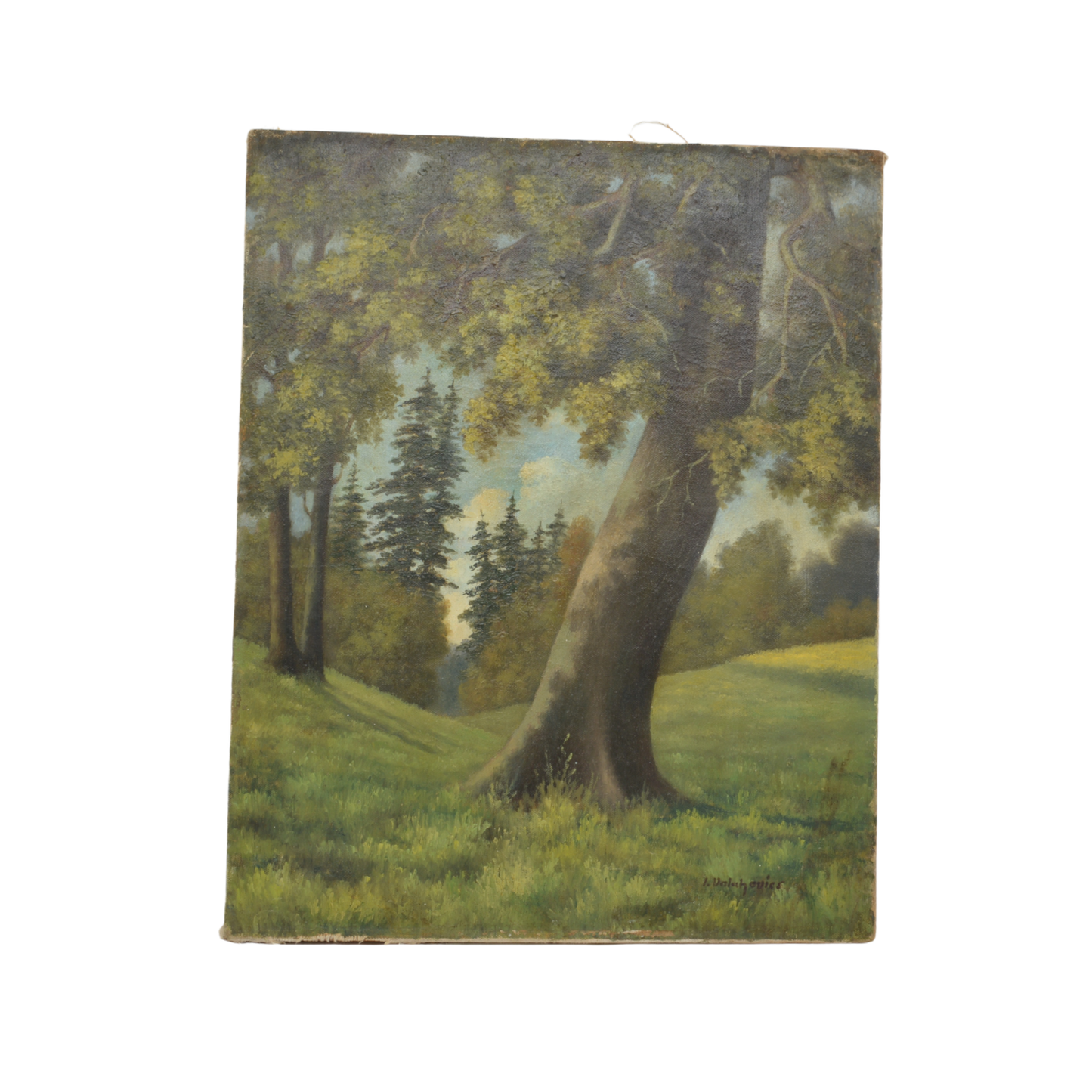 Woodland Scene Oil Painting | American Antique