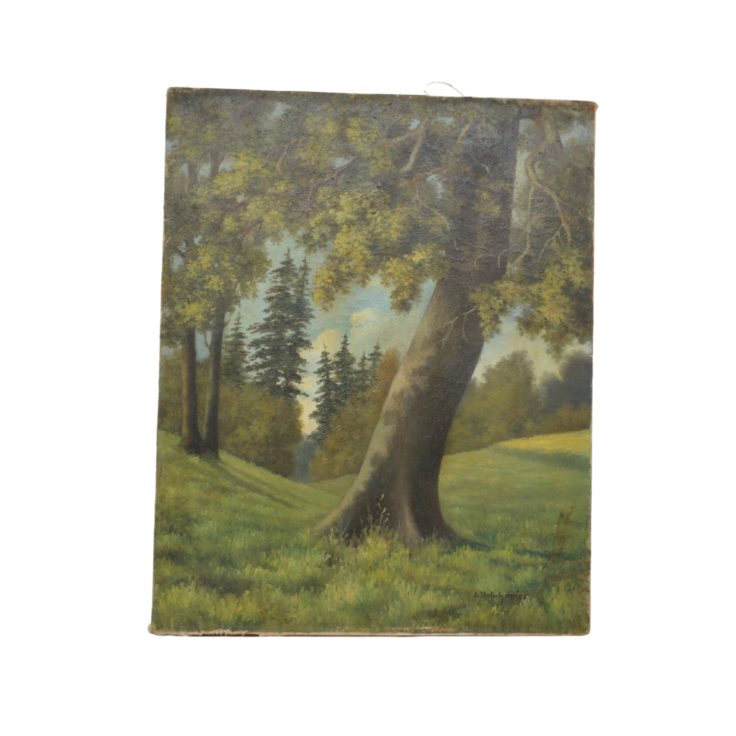 Woodland Scene Oil Painting | American Antique