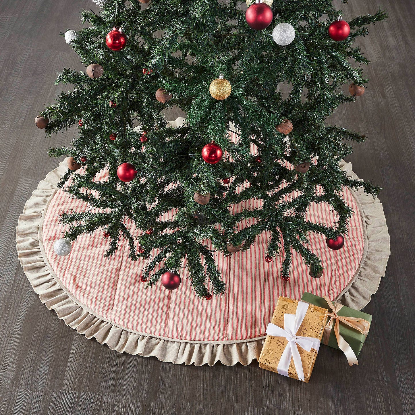 Sawyer Mill Red Ticking Stripe Tree Skirt 48"