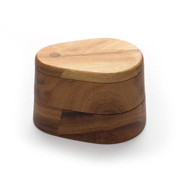 Double Layer Swivel Salt Box in Acacia Wood