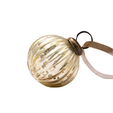 2" Medium Gold Ribbed Glass Ball Christmas Tree Ornament